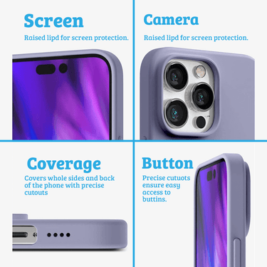 iPhone 15 Plus Soft Silicone Case Cover: Durable, Shock-Proof, Drop-Proof, Smooth Silky Exterior - Purple